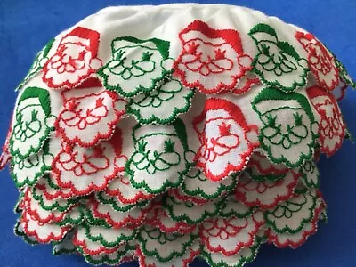  Vintage Christmas Sewing Trim Embroidered Santa Claus By St. Louis 3.5 Yards • $12