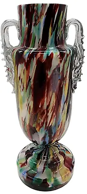 Vintage Murano Murrine Glass Thorn Handled Multicolored Vase 7  Tall • $99.95