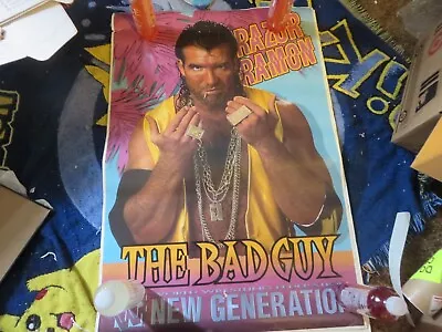 WWF WWE Vintage Razor Ramon Scott Hall Poster The Bad Guy 35 X 23 • $30