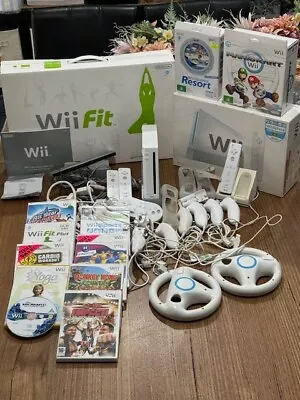 Nintendo Wii Console Bundle - Sports Resort Mario Kart Wii Fit Board +games • $180