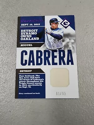 2017 Panini Chronicles Miguel Cabrera #CS-MC Game Used Jersey Numbered 66/99 • $9.99