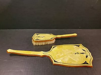 Vintage Dupont Vanity Set Celluloid Hand Mirror Brush Set 1940s Or 50s • $32