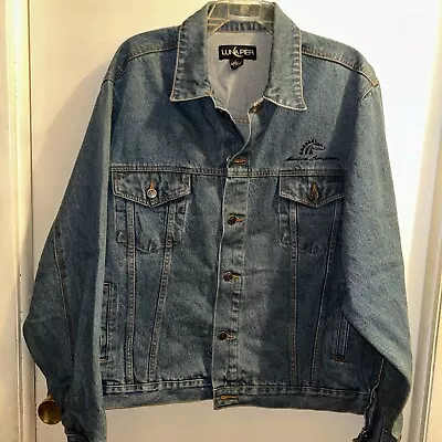 Luna Pier Vintage Denim Jacket Blue Button Front Sz L  Jacket Has A Monogram • $15