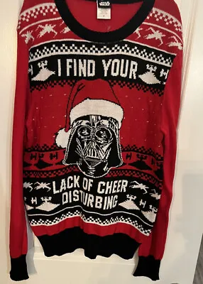 $24.99 • Buy Star Wars Darth Vader Holiday Black/Red Ugly Christmas Sweater -Size Medium