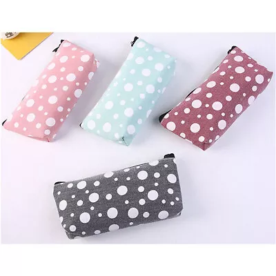 £3.49 • Buy Polka Dots Patterned Canvas Pencil Cases Cute Cosmetic Makeup Bags Pen Pouches