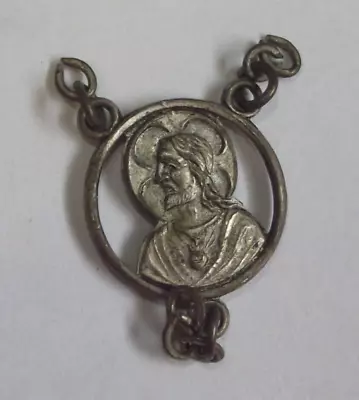 Vtg Rosary Parts Open Work Signed S.H. Of Jesus O.L. Mt Carmel Centerpiece Medal • $10