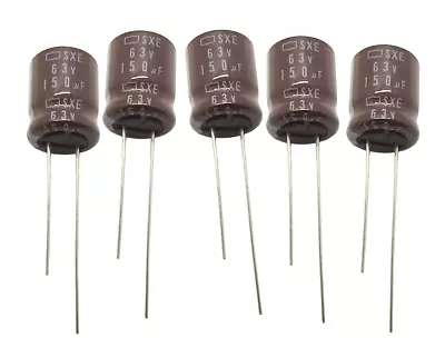 150uF 63v Electrolytic Capacitor SXE Nippon Chemi-Con Pack Of 5 • £3.75