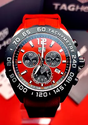 TAG HEUER  F-1 CAZ101AN RED 43mm DIAL & STRAP - WARRANTY UNTIL  02/11/2024 £1375 • £1375