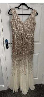 £30 • Buy Goddiva Rose Gold Sequin Maxi Dress Uk Size 12