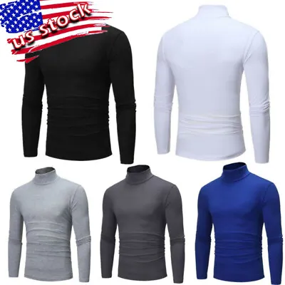 US Men's Turtleneck T-Shirt Long Sleeve Basic Pullover Undershirt Thermal Shirt • $12.87