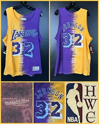 MAGIC JOHNSON Los Angeles Lakers Tie-Dye Jersey Style Tank Top Mitchell & Ness • $89.95