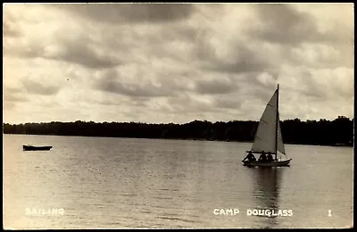 RPPC Postcard MI Twin Lake Muskegon Michigan Camp Douglass Sailboat C1950s C19 • $9.99