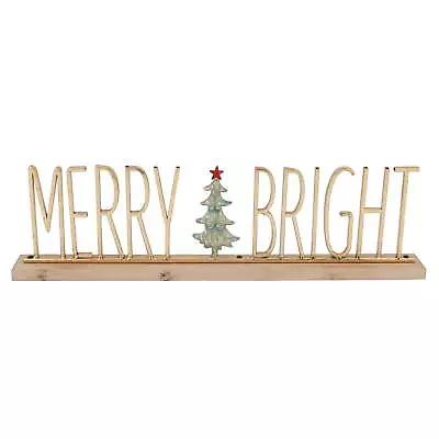 23.5  Gold Merry And Bright Metal Christmas Sign Centerpiece • $36.98