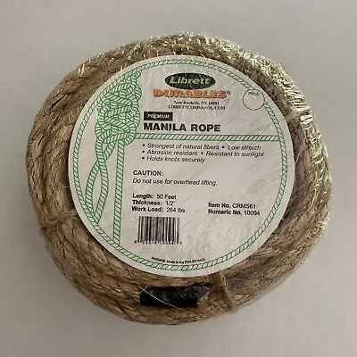 Manila Rope 1/2in X 50ft Natural Fiber • $10