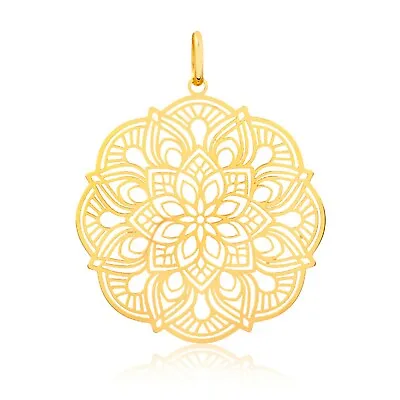 18k Solid Yellow Gold Circle Mandala Shaped Pendant For Necklace For Women  • $352.99