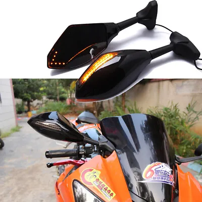 Black Motorcycle LED Turn Signal Side Mirrors For Yamaha YZF R6 R1 YZF600 FZR600 • $39.58