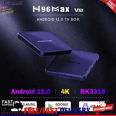 H96 Max V12 Android TV Set Top Box Media Player Receiver (4G+64G-AU Plug) • £43.50