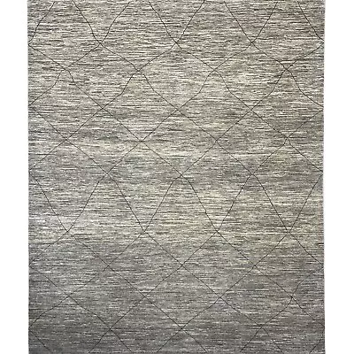 Handmade (7'11  X 10'4 ) Neutral Scandinavian Gabbeh Gray Wool Area Rug • $1496.25