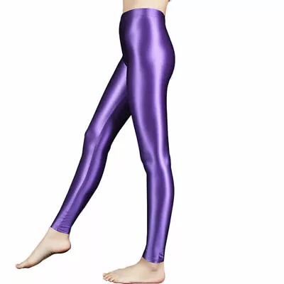 Women Liquid Wet Look Leggings Satin Shiny Glossy Stretch Fitness Pants Trousers • $18.80