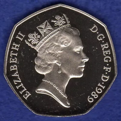 Great Britain 1989 Proof 50p 50 Pence Coin Britannia Large (Ref. T6300) • £10