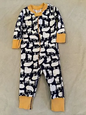 Hanna Andersson Baby Pajama Zipper Sleeper 60 Boys Girls 6-9 M Sheep Knitter • $18.05