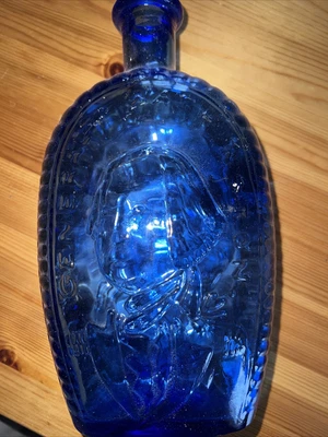 $6.99 • Buy Wheaton N.J. George Washington Cobalt Blue Glass Bottle Decanter Flask 8  X 5”