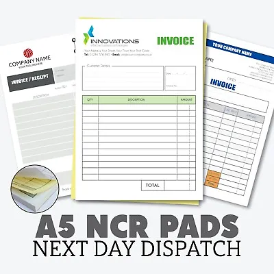 Personalised A5 Duplicate Invoice Book • Order Book • NCR Pad • Receipt Pad • • £58.99