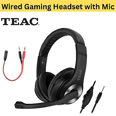 $69.99 • Buy 3.5mm Wired Gaming Headset Stereo/ Headphone With Mic Splitter Adapter / Black