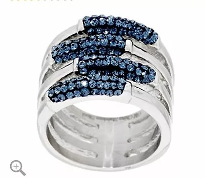 Steel By Design Stainless Multi Row Crystal Ring NEW Size 7 Deep Blue Crystals • $24.99