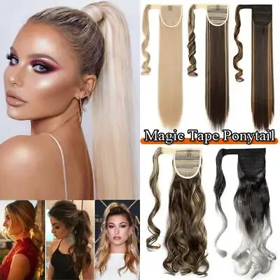 UK Long Real Thick Clip In As Human Hair Extensions Pony Tail Wrap On Ponytail • £12.70