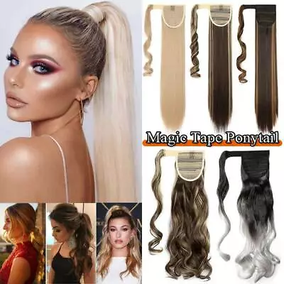 £12.30 • Buy UK Long Real Thick Clip In As Human Hair Extensions Pony Tail Wrap On Ponytail