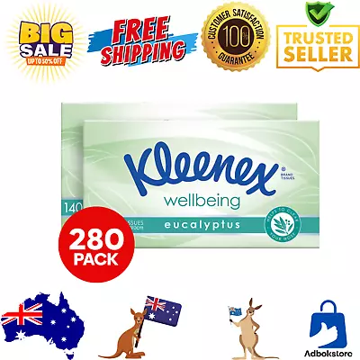 2x Kleenex Facial Tissues Eucalyptus 140Pk Silky Soft Facial Tissues • $11.25