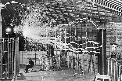 NIKOLA TESLA LAB GLOSSY POSTER PICTURE PHOTO Electricity Electric Coil Cool 2061 • $14.99