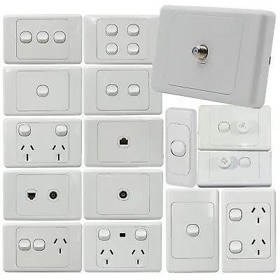 SAA Power Point GPO 1-6Gang Light Switch Dimmer DATA Fan Socket Whole Set • $14.89