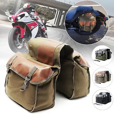 Motorcycle Bike Saddle Bags Throw Over Panniers Travel Expandable Saddlebag Bag • $33.89
