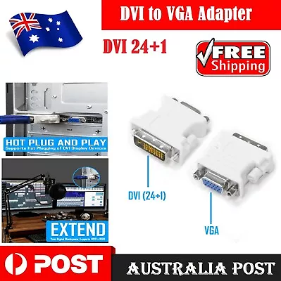 $9.99 • Buy VGA Female To DVI-D 24+1 Male Converter Gold Plated  Adapter For LCD HDTV Screen