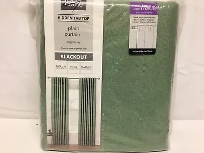 Hidden Tab Top Blackout Lined Curtains 66 X54  In English Ivy RRP £30 NEW • £22