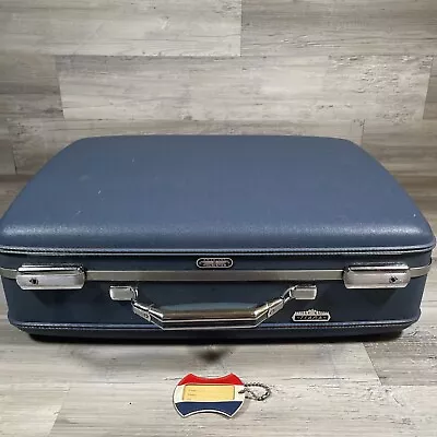 View Details Vintage American Tourister Tiara Suitcase Luggage Blue  21” Hardcase NO Key Rare • 45$