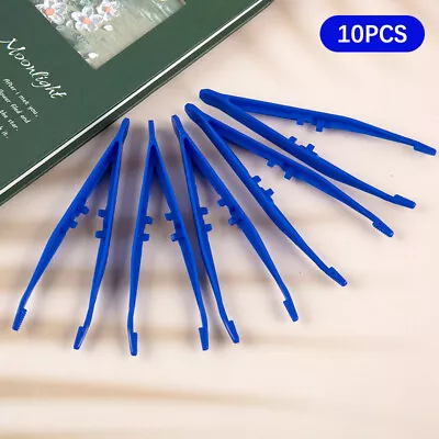 10pcs Plastic Blue Tweezers Medical Beads Disposable Tweezers Tools Forc__- • $6.39