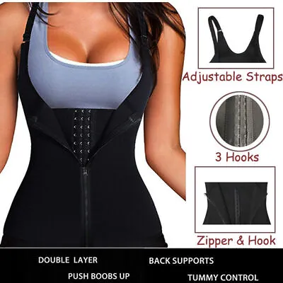 Women's Waist Trainer Sweat Sauna Vest Body Shaper Tummy Slimming Corset Belt UK • £11.79