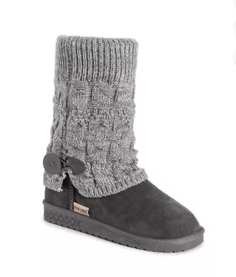 Muk Luks Womens Faux Shearling Fur Lined Side Button Tall Boots Booties 7 Gray • $9.99