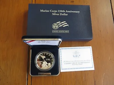 2005 MARINE Proof $1 Commemorative Silver Dollar W/Box And COA • $34.99