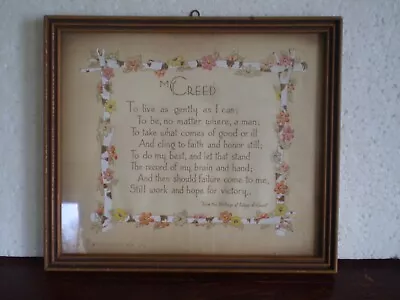 Buzza Motto My Creed By Edgar Guest Original Frame & Hanger - 1939 Prize • $24.99