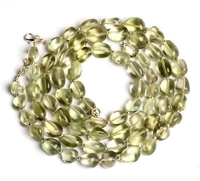 Natural Gem Prasiolite 10 To 13 Mm Size Smooth Nugget Beads Necklace 17.5  • $16.80