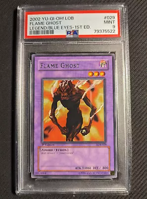 Yugioh Flame Ghost LOB-029 1st Edition Rare PSA 9 Mint! • £27.50