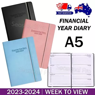 $14.95 • Buy 2023 2024 Financial Year Diary Week To View A5 Hard Cover With Elastic Band WTV