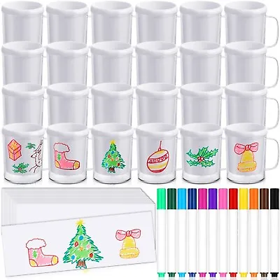 Umigy 24 Set Christmas Painted Mug Kit For Kids Bulk Color Your Own Cups Desi... • £119.47