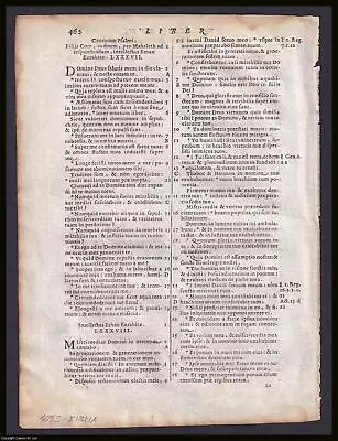 1693 Latin Bible Double Sided Leaf; Sixto-clementine Vulgate. Biblia Sacra Vulga • $34.52