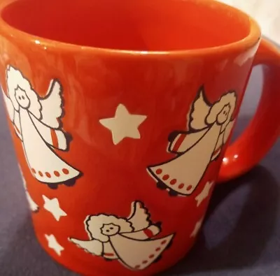 Vintage Waechtersbach Christmas Coffee Mug Red With Flying Angels W-Germany Cup • $14.90