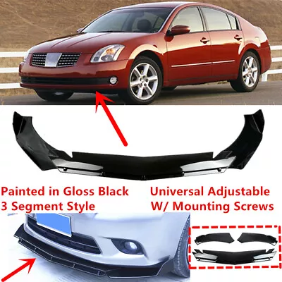 Add-on Universal For 2004-06 Nissan Maxima Gloss Black Front Bumper Lip Splitter • $55.90